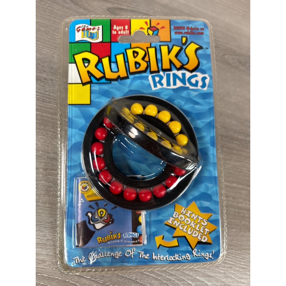 Vintage Rubiks Rings Brain Teaser Puzzle New Sealed Interlocking Rings Toy 8430